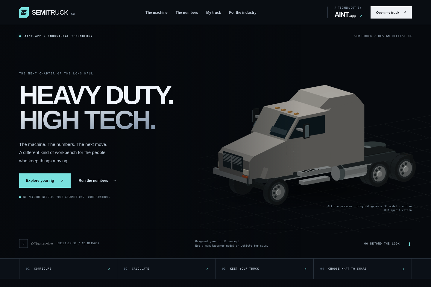 Original SemiTruck prototype with a generic 3D rig and owner-workspace navigation